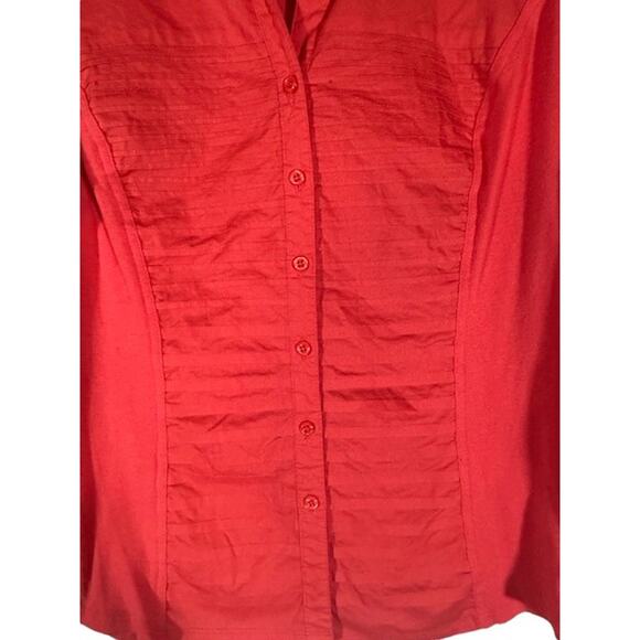 Zac & Rachel Pink Collared V-Neck Layered Button Down Shirt Women Sz L - Picture 4 of 8